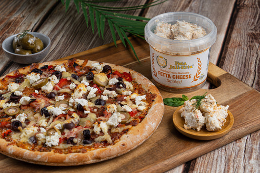 Smoked Fetta & Stuffed Olive Pizza